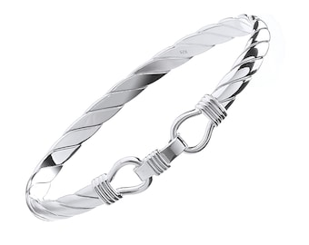 Men's Heavy 6mm Nautical Rope Bangle Hallmarked Solid 925 Sterling Silver