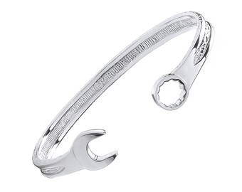Men's Vintage 7mm Spanner Torque Bangle Hallmarked Solid 925 Sterling Silver