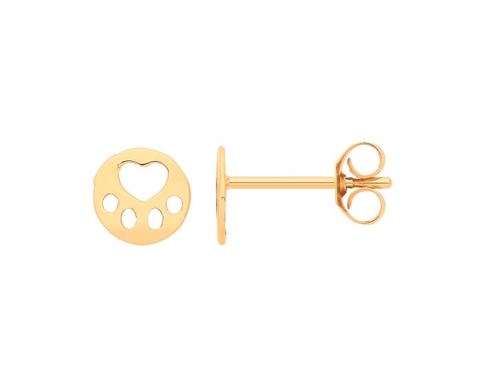 Pair of 9ct Yellow Gold Plain Polished 5.5mm Round Paw Stud Earrings - Real 9K Gold