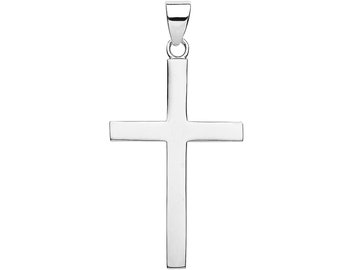 925 Sterling Silver Large 4cm Plain Flat Cross Pendant