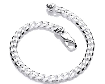 Gents Solid 925 Sterling Silver 8" Chunky Curb Chain Bracelet Hallmarked