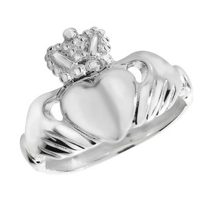 925 Sterling Silver Ladies 3mm Band Irish Claddagh Heart Ring