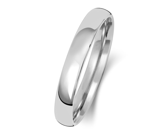 Platinum Modern Slight Court Shape Wedding Ring UK Hallmarked Widths 2mm-4mm Sizes J-Z