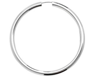 Pair of Sterling Silver 70mm Diameter 2.5mm Tube Threader Sleeper Hoop Earrings