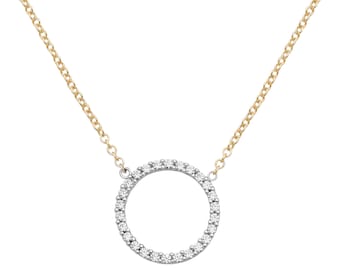 9ct Yellow Gold 14mm Cz Circle of Life Pendant on 16"-18" Necklace Hallmarked- Real 9K Gold