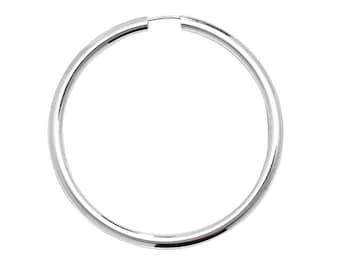 Pair of Sterling Silver 60mm Diameter 2.5mm Tube Threader Sleeper Hoop Earrings