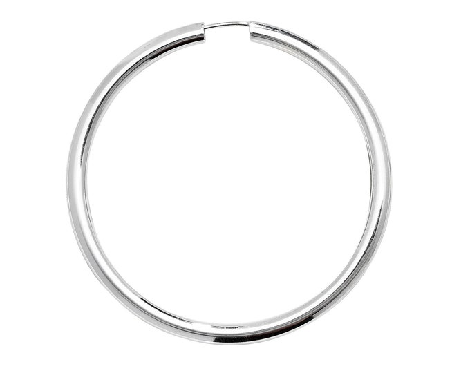 Pair of Sterling Silver 60mm Diameter 2.5mm Tube Threader Sleeper Hoop Earrings