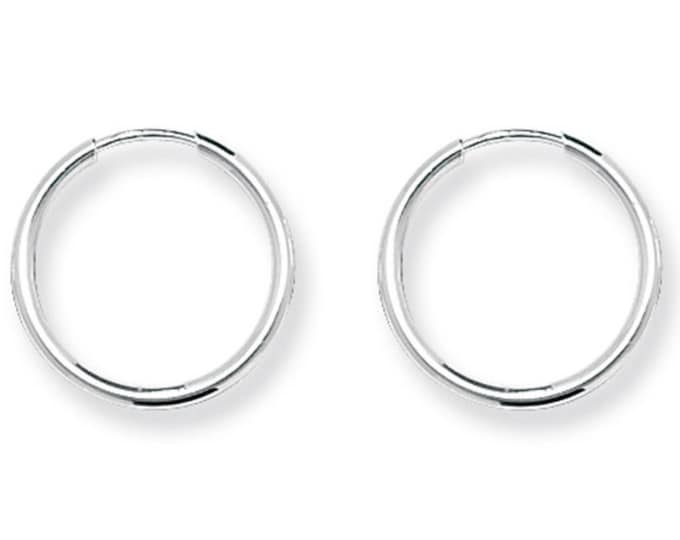 Pair of 10mm Diameter Sterling Silver 1.25mm Tube Threader Sleeper Hoop Earrings