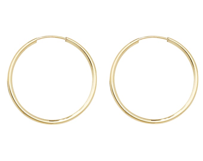 9ct Yellow Gold 18mm Diameter Sleeper Hoop Earrings - Real 9K Gold