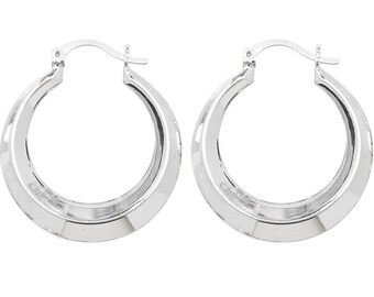 925 Sterling Silver 28mm Plain Polished Hollow Creole Hoop Earrings