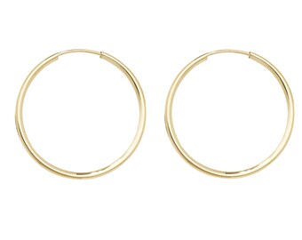 9ct Yellow Gold 22mm Diameter Sleeper Hoop Earrings - Real 9K Gold