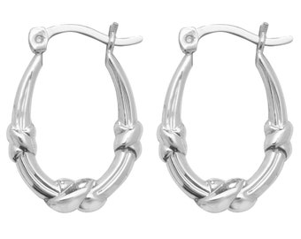 Pair of Small 925 Sterling Silver Kiss Cross Hollow Creole 18x15mm Hoop Earrings