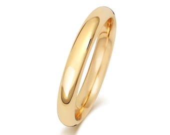 9ct Yellow Gold Plain Court Shape Wedding Ring UK Hallmarked Widths 2mm-8mm Sizes J-Z - Solid 9K Gold
