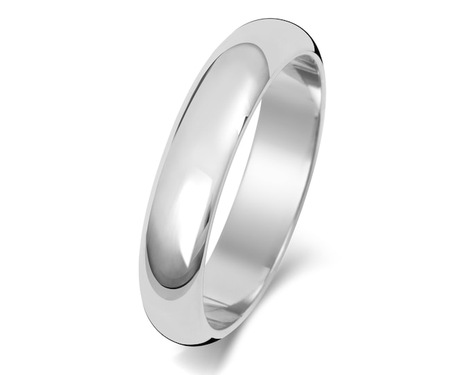 Platinum Plain D Shape Wedding Ring Hallmarked Widths 2mm-6mm Sizes J-Z