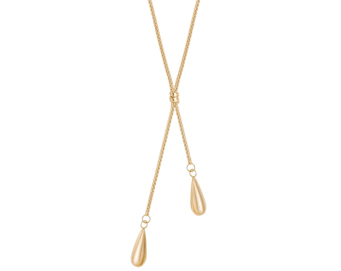 Ladies Contemporary 9ct Yellow Gold Lariat Beaded Tassel 18" Necklace Hallmarked - Solid 9K Gold