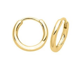 Gold Plated 925 Sterling Silver Hinged Clicker Huggies Hoop Earrings 8mm 10mm 12mm 15mm