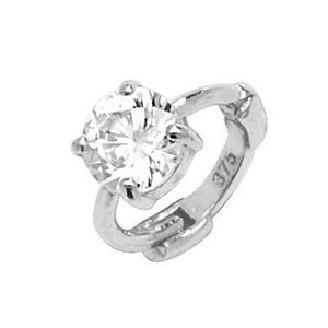 9ct White Gold 3mm Solitaire Cz Cartilage 5mm Diameter Single Hoop Earring - Real 9K Gold