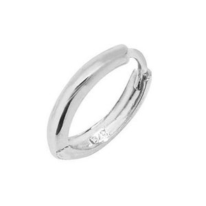 SINGLE 9ct Or Blanc Uni 8mm Diamètre Charnière Cartilage Hoop Boucle d’Oreille - Or Véritable 9K
