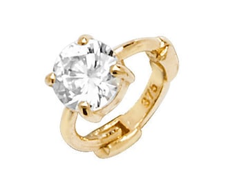 9ct Yellow Gold Solitaire Cz Cartilage 5mm Single Hoop Earring - Real 9K Gold