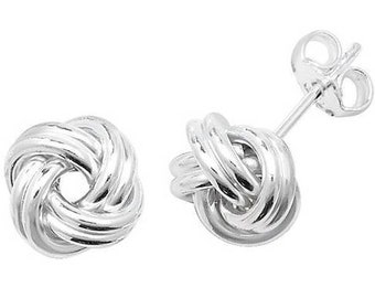 925 Sterling Silver 10mm Twisted Knot Stud Earrings
