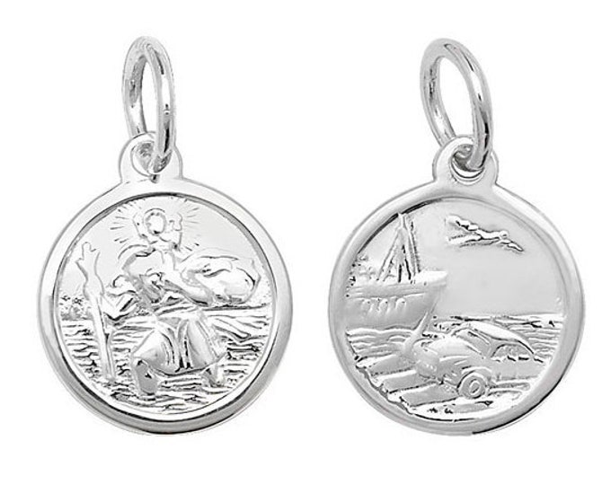 925 Sterling Silver Double Sided St Christopher Travellers Medallion Charm Pendant