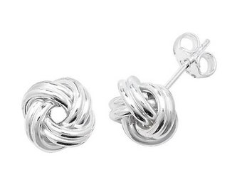 925 Sterling Silver 8mm Twisted Knot Stud Earrings