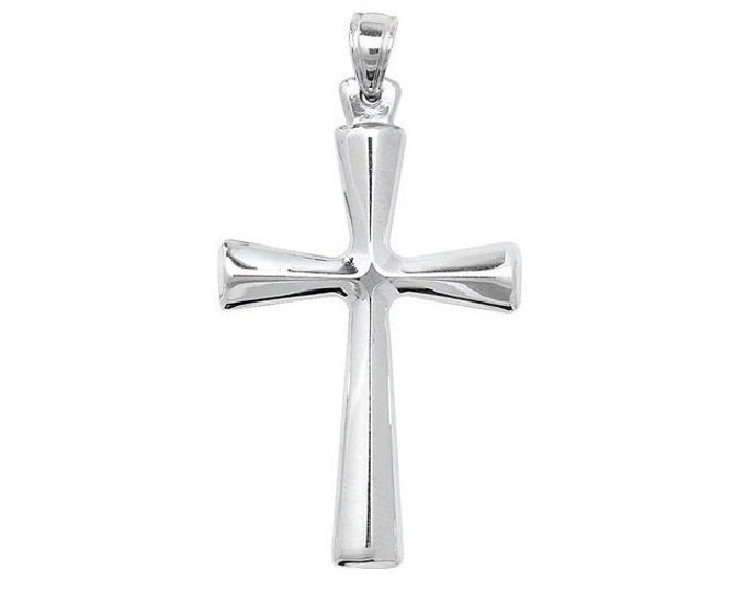 925 Sterling Silver 28x18mm Modern Plain Polished Cross Pendant