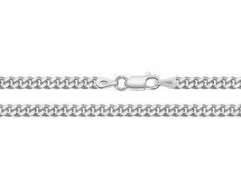 Close Curb Link Chain Necklace 925 Sterling Silver Heavy Weight 3mm Wide Link