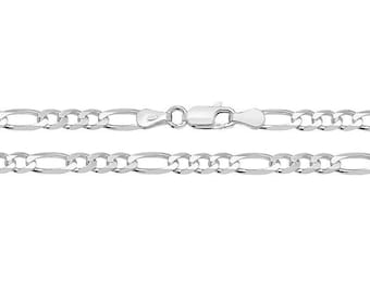 Solid 925 Sterling Silver 4mm Wide Figaro Chain Necklaces & Bracelets