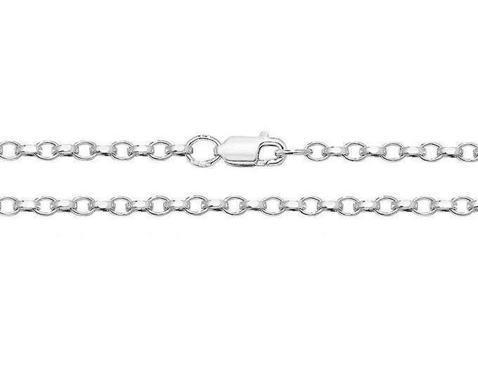 Rhodium Plated 925 Sterling Silver Diamond Cut Faceted Belcher Chain 16" 18" 20"