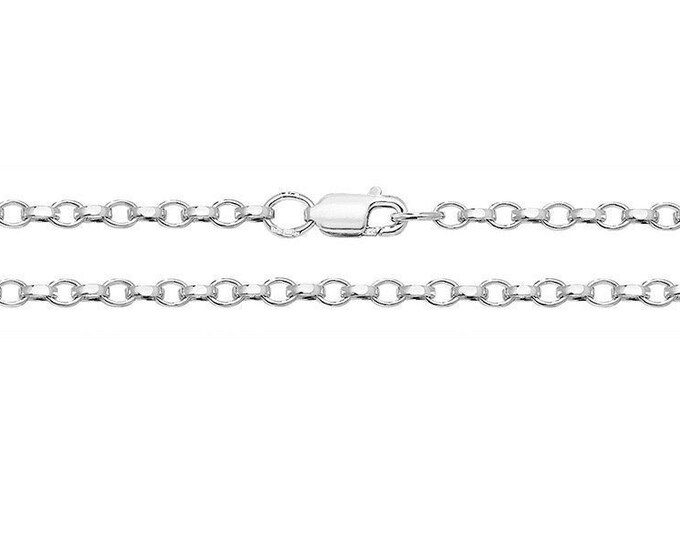 Rhodium Plated 925 Sterling Silver Diamond Cut Faceted Belcher Chain 16" 18" 20"