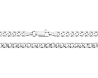 Solid Sterling Silver 12 14 16 18 20 22 24 26 28 30 36 40  inch Curb Link Chain