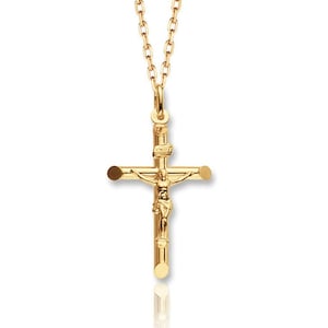 9ct Yellow Gold 3cm INRI Crucifix Cross Pendant Hallmarked - Real 9K Gold
