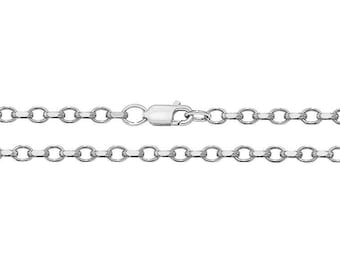925 Sterling Silver Faceted Belcher or Rolo Chain Necklaces 2mm Wide