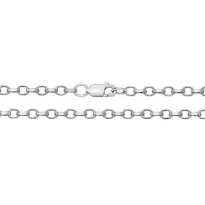 925 Sterling Silver Faceted Belcher or Rolo Chain Necklaces 2mm Wide