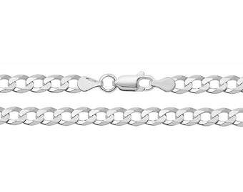 925 Sterling Silver 6mm Flat Curb Chain Necklaces - Choice of Lengths