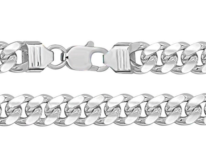 Men's 925 Sterling Silver 10mm Wide Chunky Cuban Curb Chain Hallmarked 925