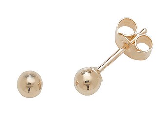 9ct Gold Plain Polished Ball Stud Earrings 3mm 4mm 5mm 6mm 7mm - Real 9K Gold