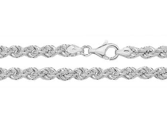 925 Sterling Silver Rope Chain Necklaces 5mm Wide