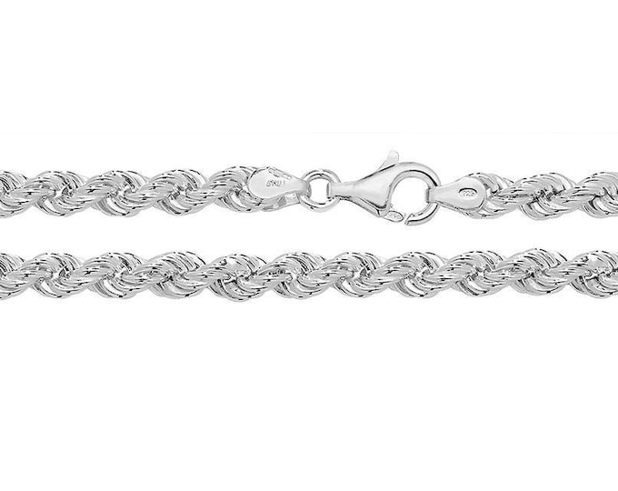 925 Sterling Silver Rope Chain Necklaces 5mm Wide