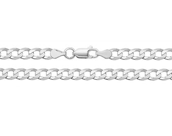 Open Curb Link Chain Necklace 925 Sterling Silver 4mm Wide Link