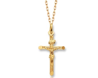 9ct Yellow Gold 2.5cm INRI Crucifix Cross Pendant - Real 9K Gold