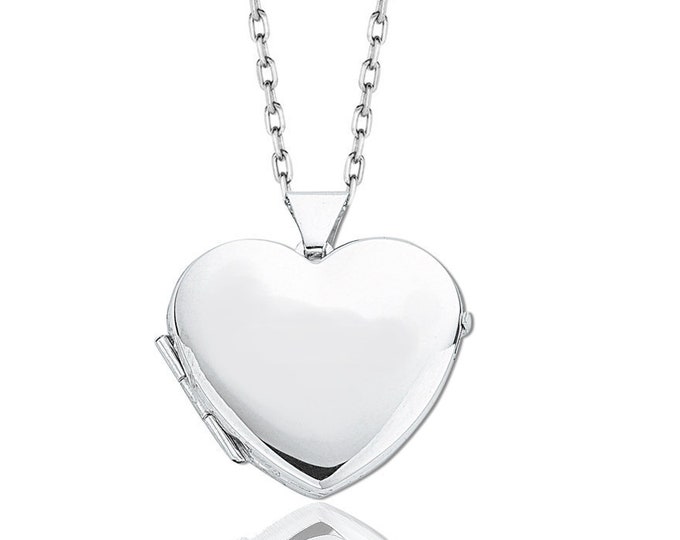 925 Sterling Silver 20mm Plain Polished 2 Photo Heart Shaped Locket