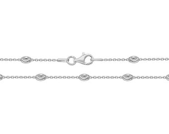 925 Sterling Silver Oval Moon Design Beaded Chain Necklaces
