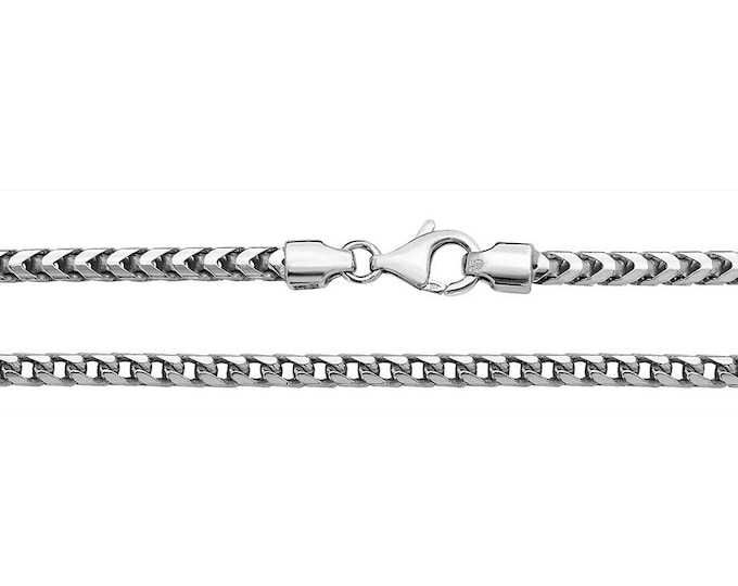 Silver Franco Link Chain Necklace 925 Sterling Silver 3mm Wide