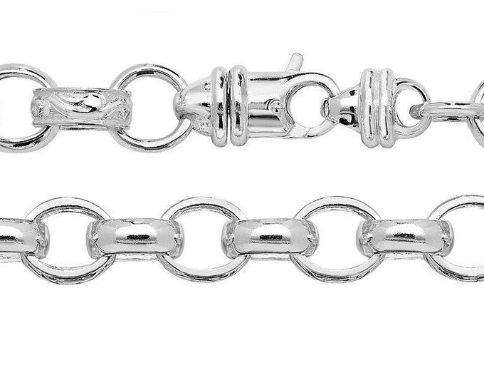 Heavy Solid 925 Sterling Silver Round Embossed 4mm Oval Link Belcher Chain  22" 24" 26" 30"