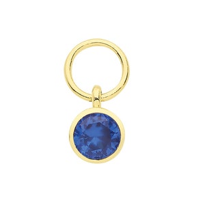 Single 9ct Yellow Gold 3.5mm Bezel Sapphire Blue Solitaire Cz Earring Charm - Hoop NOT included