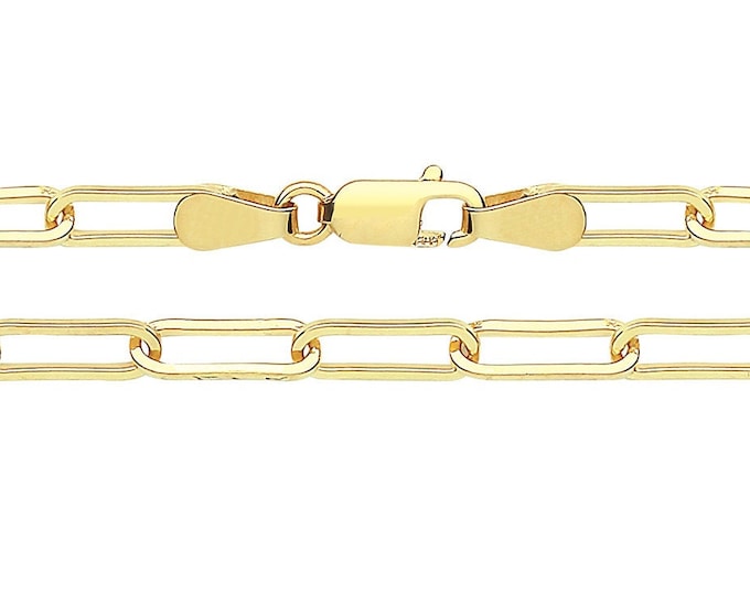9ct Yellow Gold 3.2mm Wide Paperclip Link Chain Necklaces Hallmarked - 9K Gold