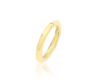 SINGLE 9ct Yellow Gold 9x6mm Seamless Oval Clicker Hoop Earring - Real 9K Gold