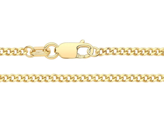 9ct Yellow Gold 1.8mm Wide Close Curb Link Chain Necklaces Hallmarked - 9K Gold